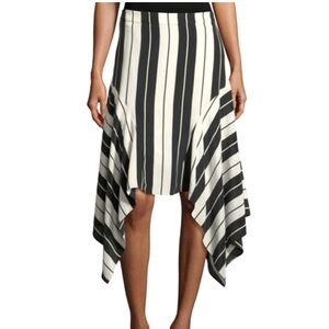 Joie Asymmetrical Black and White Striped Skirt